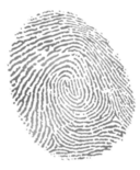 a cartoon drawing of a fingerprint